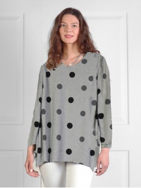 Polka Dot Printed Soft Knitted Light Sweater